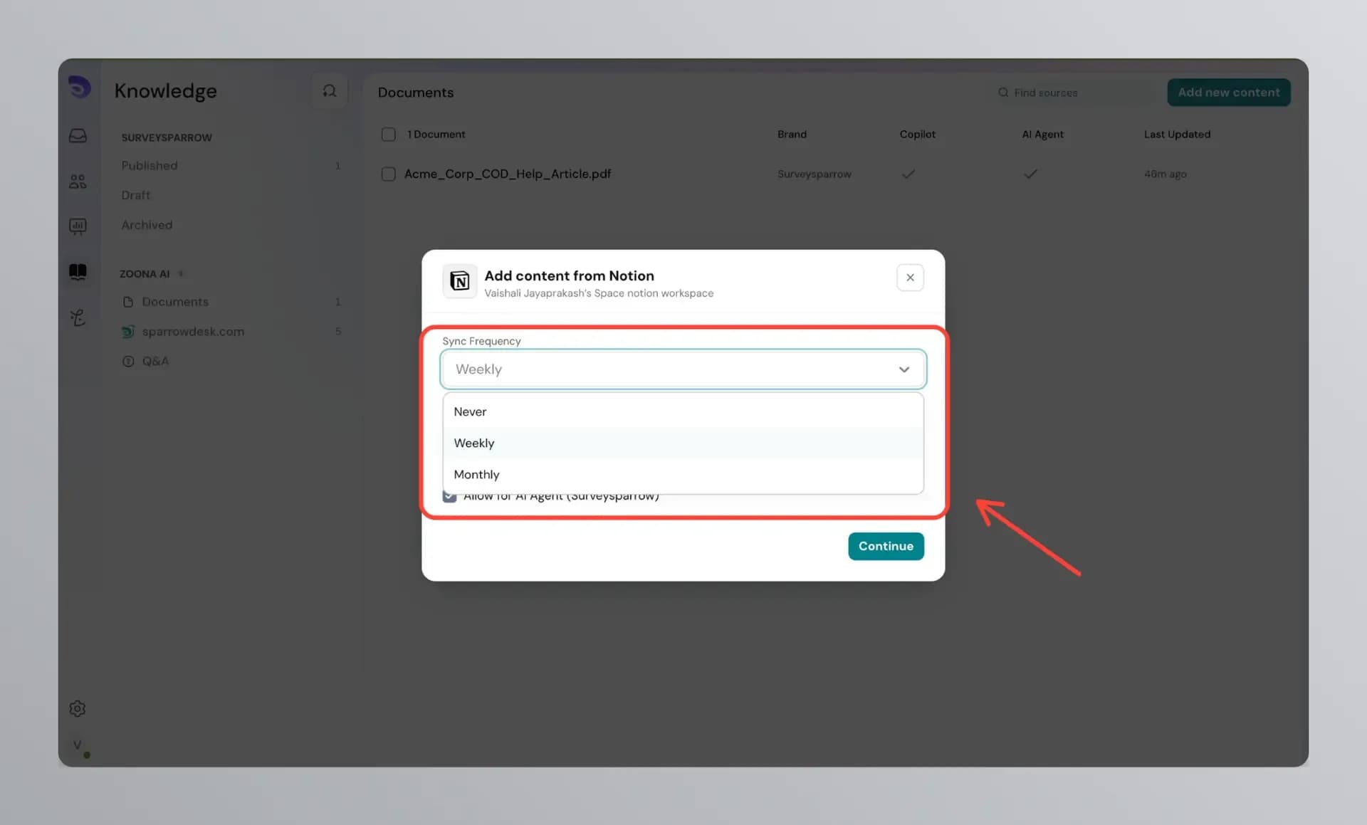  Import Notion pages into SparrowDesk and keep your knowledge base in sync, no manual uploads needed.
