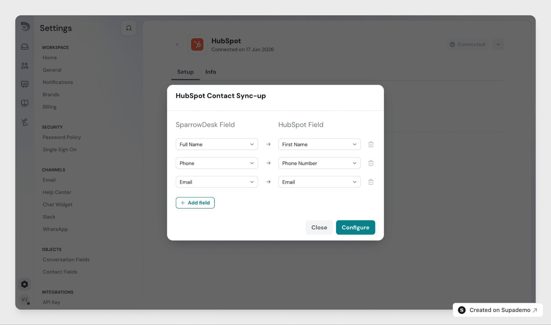 HubSpot context, right inside the conversation.